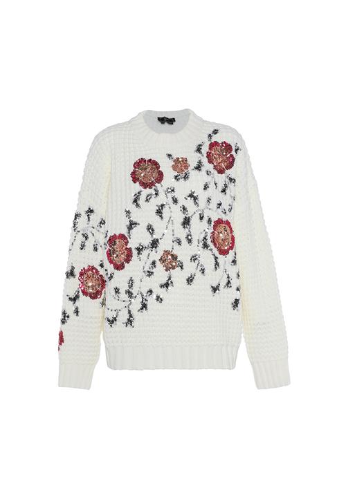 faina Pullover  rød / sort / sølv / hvid