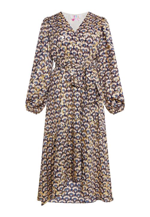 IZIA Kjole  navy / gul / guld / fersken / hvid