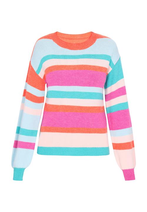 swirly Pullover 'Back To School'  creme / mint / mørkeorange / pink