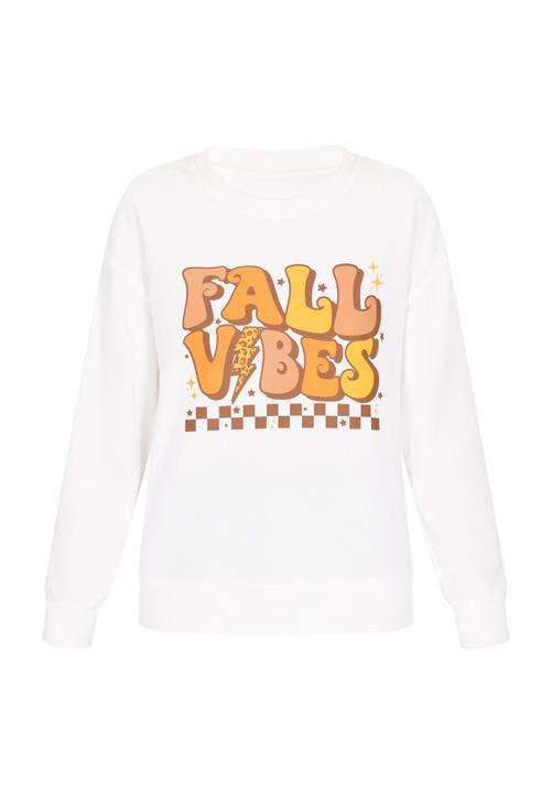swirly Sweatshirt 'Back To School'  lysebrun / safran / orange / hvid