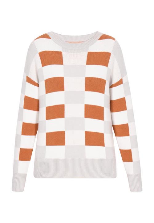 swirly Pullover 'Back To School'  lysegrå / mørkeorange / hvid