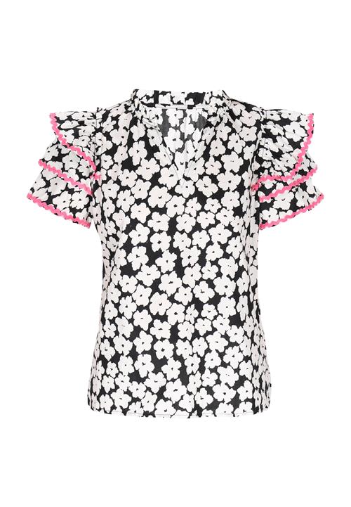 swirly Bluse  pink / sort / hvid