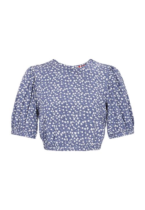 myMo ROCKS Bluse 'Fashion Look'  safir / mørkeblå / hvid