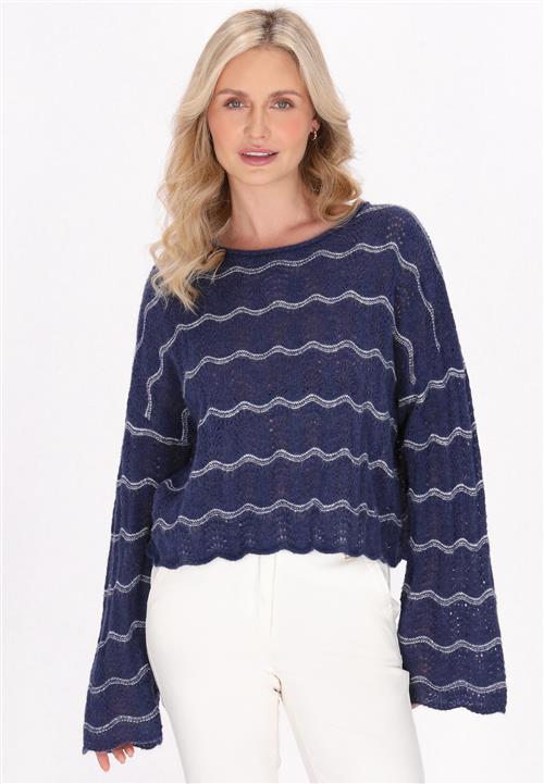Usha Pullover  navy / hvid