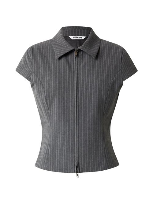 WEEKDAY Bluse 'Dani'  mørkegrå / sort / hvid