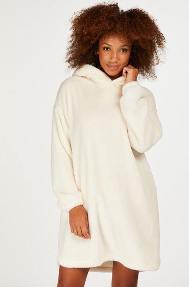 Hunkemöller Snuggle fleece loungekjole hvid