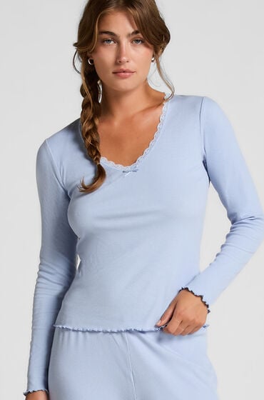 Hunkemöller Top i ribjersey blå