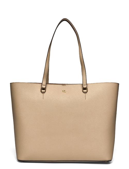 Crosshatch Leather Large Karly Tote Lauren Ralph Lauren Beige