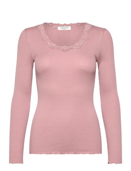 Rwbabette Ls U-Neck Lace T-Shirt Rosemunde Pink