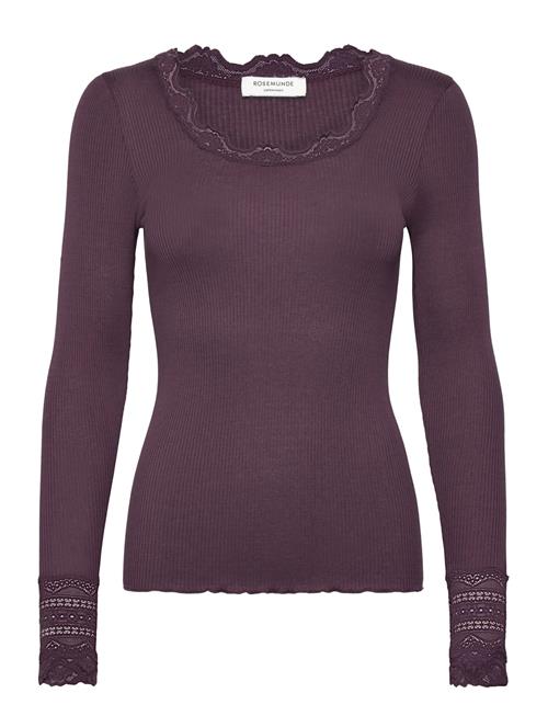 Rwbenita Ls O-Neck Lace T-Shirt Rosemunde Burgundy