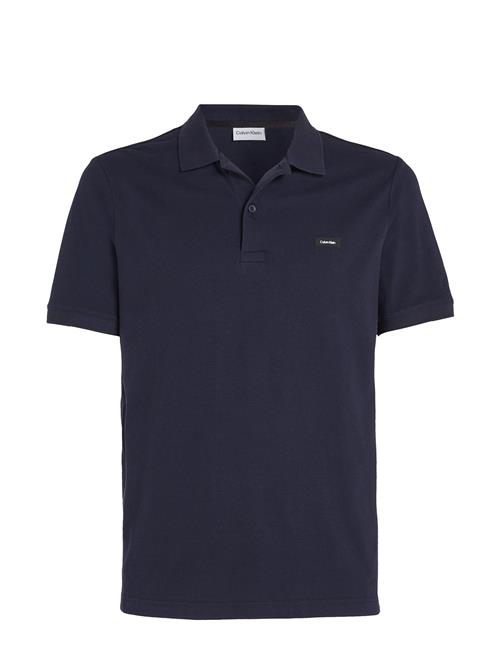 Se Stretch Pique Slim Button Polo Calvin Klein Navy ved Booztlet