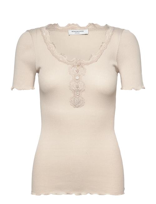 Rwbeatha Ss Regular W Button T-Shir Rosemunde Beige