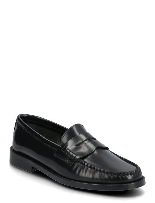 Gathered Leather Moccasin Mango Black