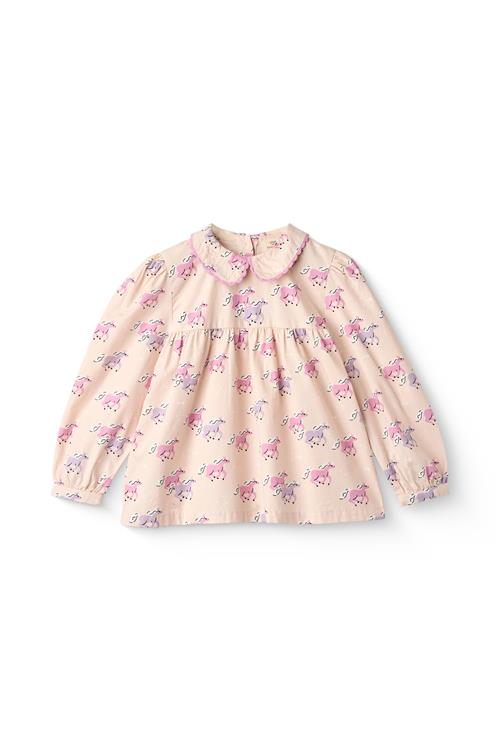 Copenhagen Colors GOTS Bluse Med Krave Unicorn  Unicorn 98 cm  Lyserød  98 cm  kvinde