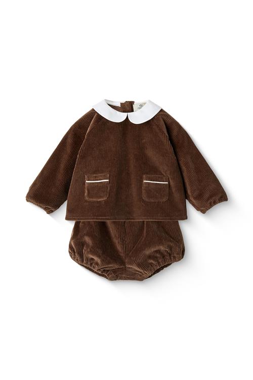 Copenhagen Colors Babysæt Med Krave I Fløjl Dark Brown  Dark Brown  80 cm  Brun  80 cm  mand