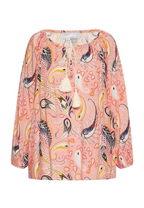 Usha Bluse  navy / curry / lyserød / lys rød