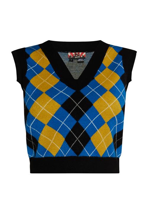 Se myMo ROCKS Pullover  blå / mørkegul / sort / hvid ved About You