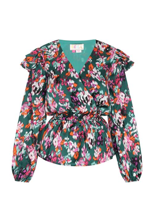 IZIA Bluse  pastelblå / mørkegrøn / orkidee / mørkeorange