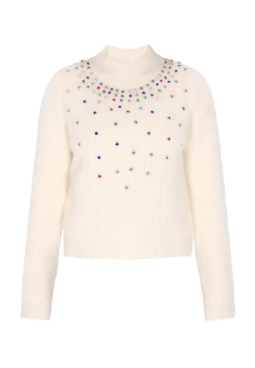 faina Pullover  blå / lysegrøn / sølv / uldhvid