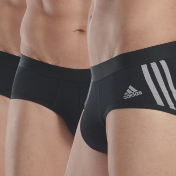 adidas 2P Active Flex Cotton 3 Stripes Brief Sort bomuld Medium Herre