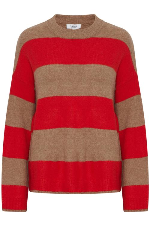 b.young Pullover 'Martha'  brun-meleret / rød