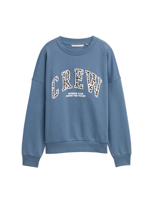 TOM TAILOR DENIM Sweatshirt  beige / safir / sort / hvid