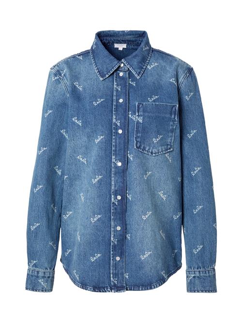 Lala Berlin Bluse 'Beks'  blue denim / hvid