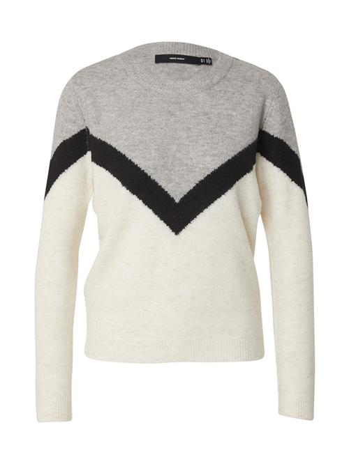 VERO MODA Pullover 'VMPLAZA'  grå-meleret / sort / naturhvid