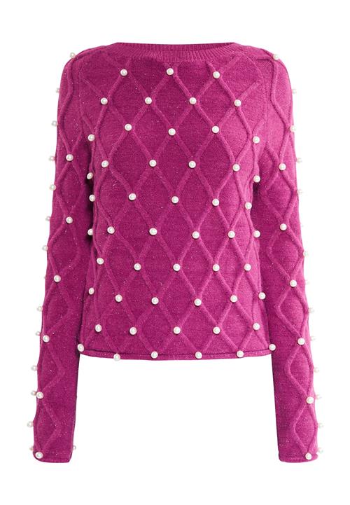 faina Pullover 'Koosh'  fuchsia / perlehvid