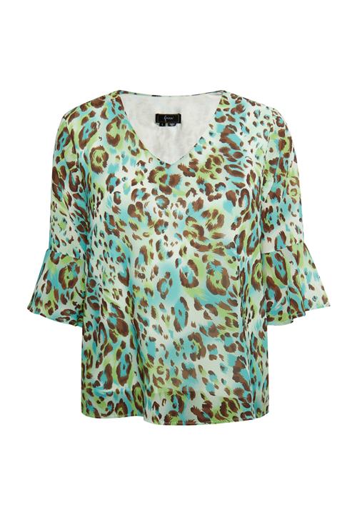 faina Bluse  turkis / brun / grøn / hvid