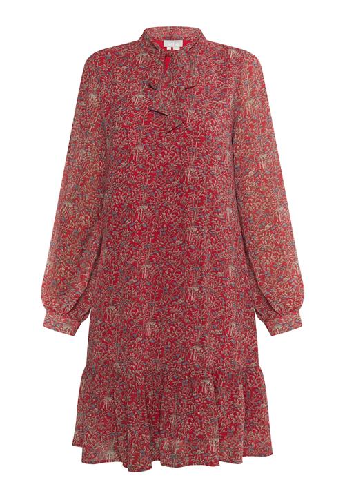 Usha Kjole  beige / røgblå / rød