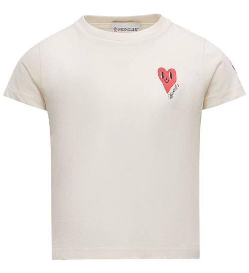 Se Moncler T-shirt - Cream m. Hjerte ved KidsWorld