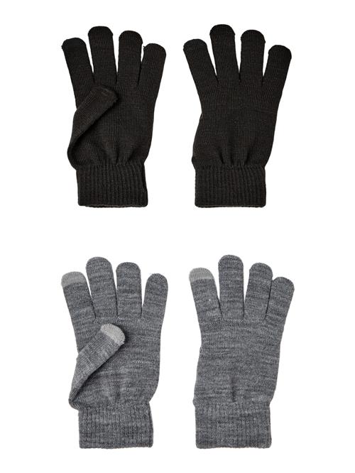 NAME IT 2 Pak Handsker Magic Black With Grey Melange