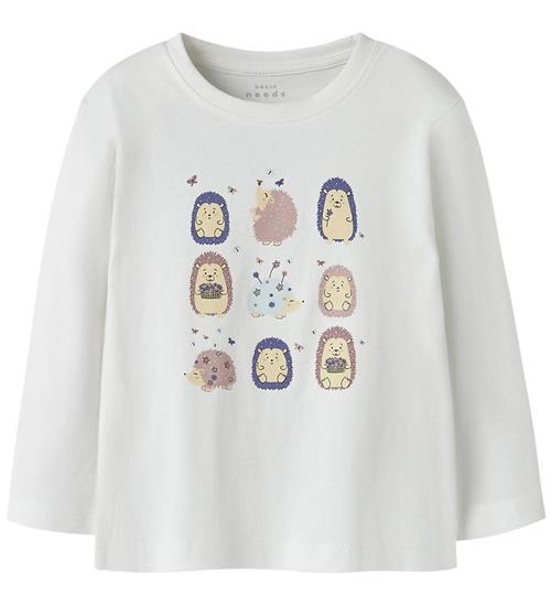 Name It Bluse - NmfVeen - Bright White/Hedgehogs