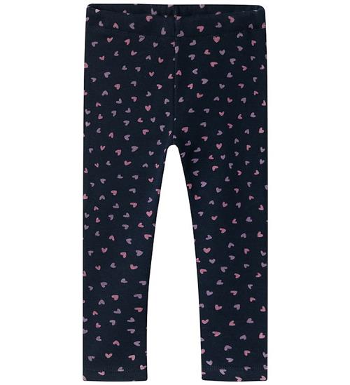 Name It Leggings m. Fleece - NmfDavina - Dark Sapphire/Heart AOP