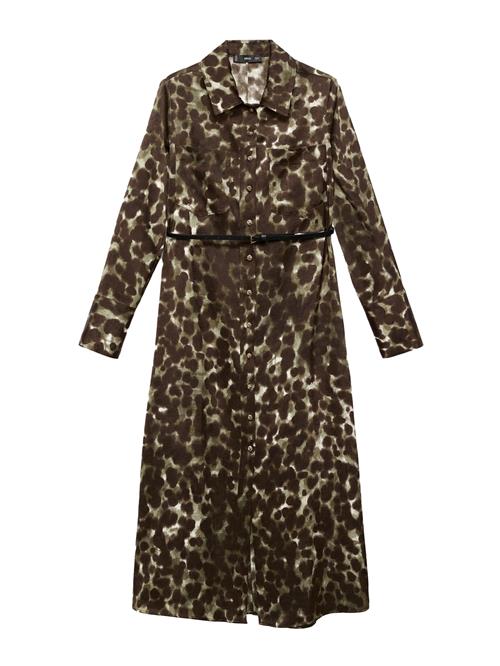 MANGO Blusekjole 'CAMILA'  mørkebrun / khaki / hvid