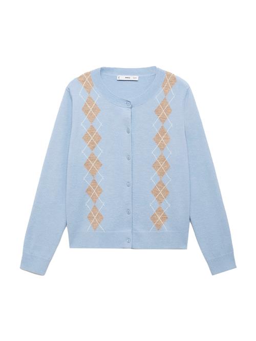 MANGO Cardigan 'BIMBU'  lyseblå / brun-meleret / hvid