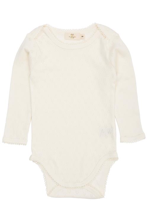 Copenhagen Colors GOTS Pointelle Heart Lapneck Lange Ærmer Body Cream  Cream 92 cm  Creme  92 cm  Unisex