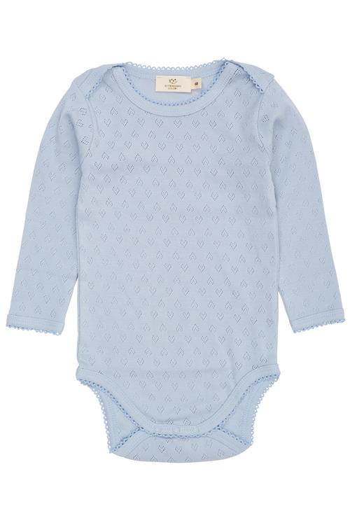 Copenhagen Colors GOTS Pointelle Heart Lapneck Lange Ærmer Body Dusty Blue  Dusty Blue 68 cm  Blå  68 cm  mand