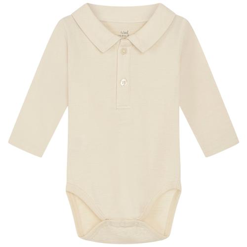 Hust&Claire Caldur Polo Baby Body Ecru 86 cm Wool Creme  86 cm  mand