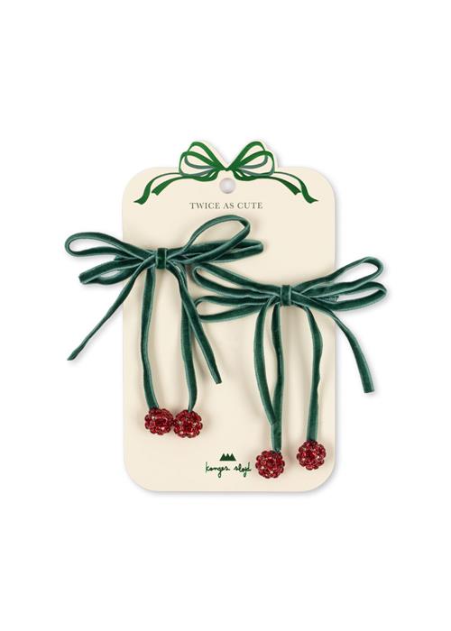 Konges Sløjd Cherry Bow 2-pak Hårklemmer Smoke Pine  Smoke Pine One Size  Rød  One Size 3 Y+ kvinde