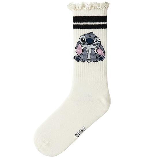 Name It Strømper - NkfAkini - Cloud Dancer/Sort m. Stitch