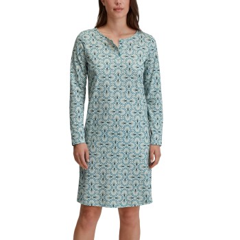 Calida Ornament Nights Long Sleeve Nightdress Blå Mønster bomuld Large Dame
