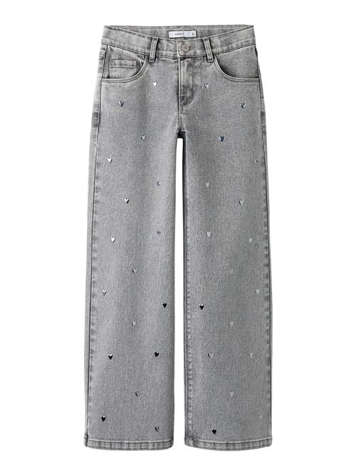 NAME IT Wide Jeans Rose Light Grey Denim Heart Studs