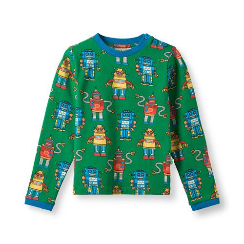Småfolk Umalin With Robots Langærmet T-shirt Lawn  Lawn-4-5 Y  Grøn  4-5 år  mand