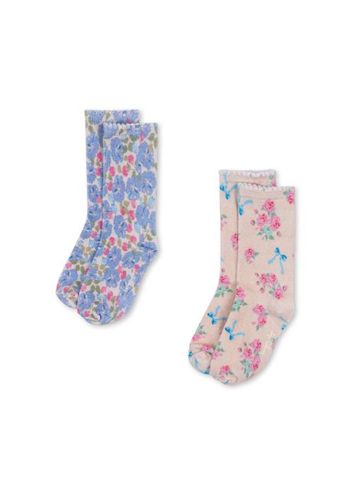 Konges Sløjd 2 Pack Printed Socks Blue Mix Blue Mix 17-18 EU  Blå  17-18 EU  kvinde