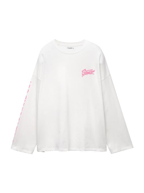 Pull&Bear Oversized bluse 'STWD'  lys pink / offwhite