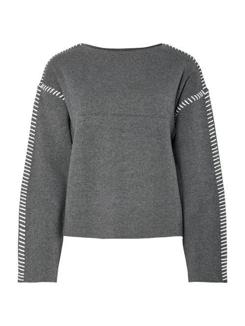 YAS Pullover 'YASSTITCHA'  ecru / grå-meleret