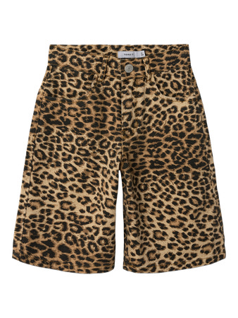 Se NAME IT High Waist Twill Long Shorts Rose Leopard hos SmartKidz