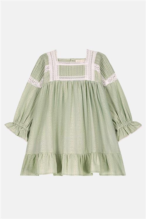 Louise Misha Laureline Vævet Kjole Almond Almond-5 Y  Grøn  5 år  kvinde
